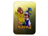 Cutie metalica Pokemon cu carti incluse pentru depozitare carduri si colectie Pikachu Ash