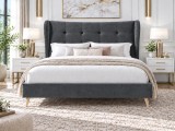 Pat Almera 180x200 cm Tapitat Catifea Gri Somiera Inclusa (cod ML 2227-04)