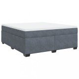 Cumpara ieftin Pat box spring cu saltea, gri inchis, 180x200 cm, catifea