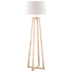 HOMCOM Lampa de podea cu baza din lemn ?i abajur din material textil, E27, 40W, ?44x149cm - alb /lemn foto