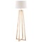 HOMCOM Lampa de podea cu baza din lemn ?i abajur din material textil, E27, 40W, ?44x149cm - alb /lemn