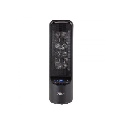 Aeroterma Zilan, Turn, 2000 W, timer 8h, 2 trepte incalzire, temperatura reglabila, siguranta la rasturnare, motor silentios, ceramica, Negru foto