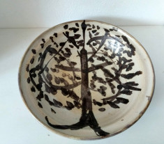 Farfurie ceramica gresie Stoneware Pottery Hill, semnata studio art stil japonez foto