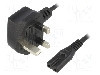 Cablu alimentare AC, 3m, 2 fire, culoare negru, BS 1363 (G) mufa, IEC C7 mama, ESPE -