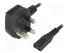 Cablu alimentare AC, 1.8m, 2 fire, culoare negru, BS 1363 (G) mufa, IEC C7 mama, ESPE -