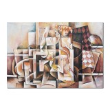 Tablou pictat manual cubism sintetic, Proiect de simfonie, 100x70cm ulei pe panza, Vlad Soltan
