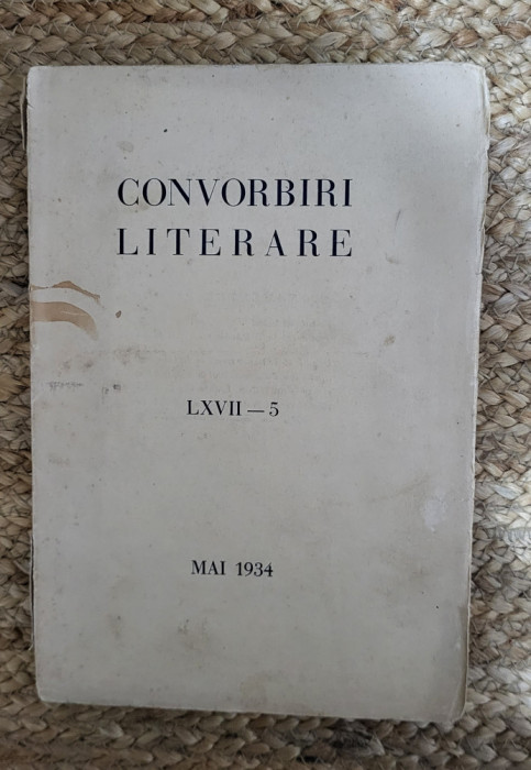 CONVORBIRI LITERARE MAI 1934