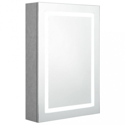 Dulap de baie cu oglindă și LED, gri beton, 50x13x70 cm foto