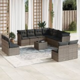 Gossi set canapea de gradina cu perne, 12 piese, gri, poliratan