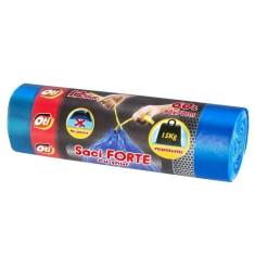 Saci Menajer cu Snur OTI, 60L, 60x70 cm,12 Buc/Rola, Culoare Albastra, Saci Menaj, Saci Menajeri cu Snur, Saci din Plastic cu Snur, Saci de Gunoi, Sac foto