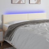 Cumpara ieftin Tăblie de pat cu LED, crem, 180x5x78/88 cm, piele ecologică