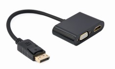 CABLU video GEMBIRD, adaptor DisplayPort (T) la HDMI (M) + VGA (M), 10cm, rezolutie maxima HDMI 4K UHD (3840 x 2160) la 30 Hz, VGA Full HD (1920 x 108