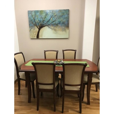 Set Pentru Living Si Bucatarie Masa Extensibila Cu 6 Scaune Lemn