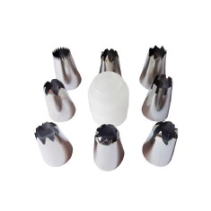Set 8 duiuri ornat din inox cu adaptor inclus, 4.5 cm, Rose, 363COF