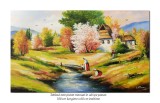 Cumpara ieftin Tablou tarancute la spalat pictat manual, Plaiuri mioritice, 100x60cm ulei pe panza