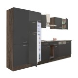 Mobilier Bucatarie Modular Yorki 340 Leziter, 300cm, Stejar York, Fata Antracit Satinat, Blat 28mm HPL