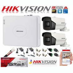 Sistem supraveghere ultraprofesional Hikvision 2 camere 8MP 4K, DVR 4 canale, accesorii incluse SafetyGuard Surveillance foto