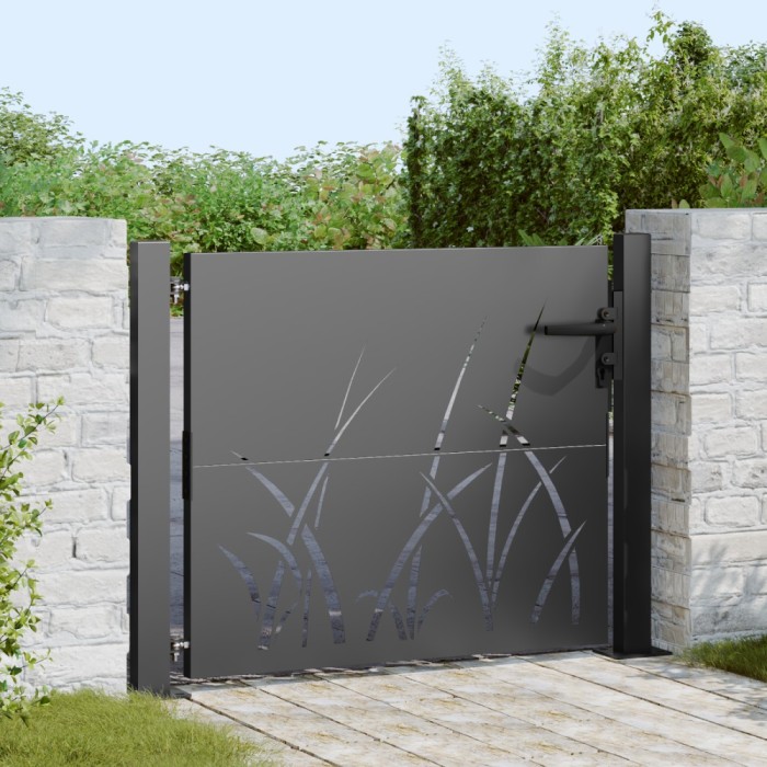 vidaXL Poartă de grădină Negru 105 x 100 cm Oțel vopsit &icirc;n pulbere
