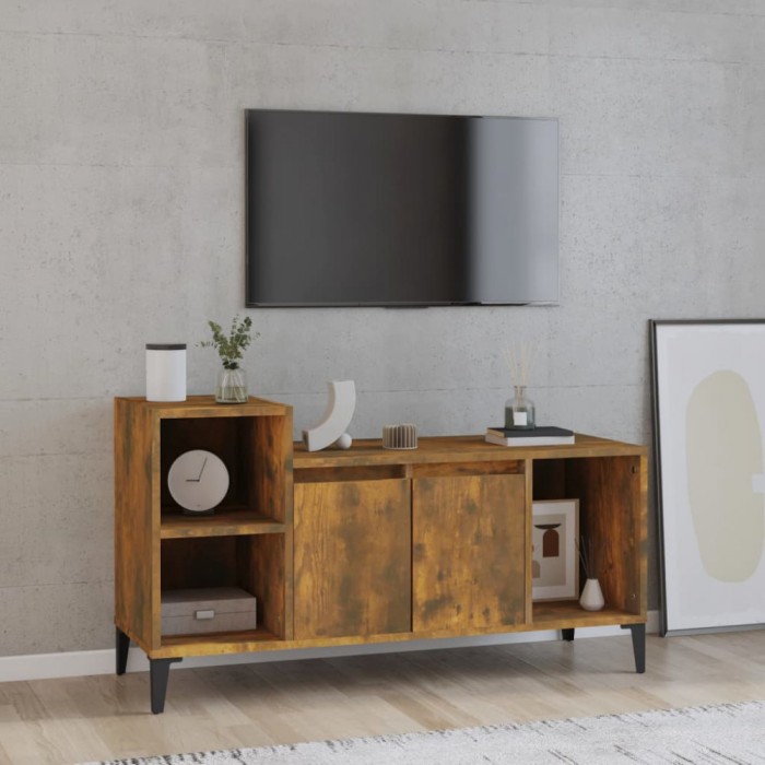 Gossi comoda tv, stejar fumuriu, 100x35x55 cm, lemn prelucrat