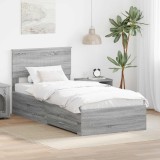 Cumpara ieftin Cadru de pat cu headboard Gri Sonoma 90 x 200 cm Lemn compozit