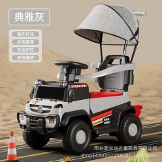 Children&amp;#039;s electric car four-wheel remote control beach car-color: gray [electric model] early education + Bluetooth + push handle + car cover + remot foto