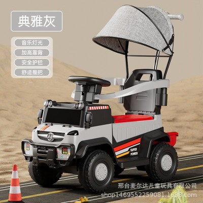 Children&amp;#039;s electric car four-wheel remote control beach car-color: gray [electric model] early education + Bluetooth + push handle + car cover + remot foto