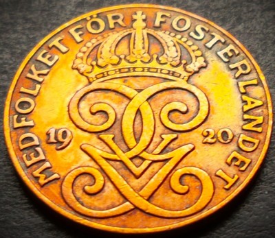 Moneda istorica 2 ORE - SUEDIA, anul 1920 * cod 5189 foto