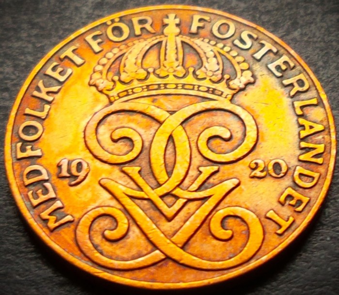 Moneda istorica 2 ORE - SUEDIA, anul 1920 * cod 5189