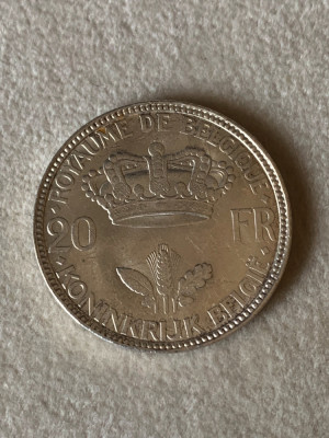20 Francs 1935 Belgia - Argint foto