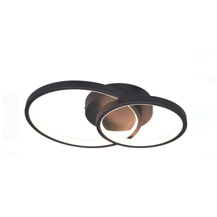Plafoniera LED Neagra cu 2 Cercuri, 33 W, 1300 Lumeni, Design Modern si Elegant, 41.8 x 30.6 x 8 cm