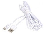 Cablu USB 2.0 USB A la USB C 3m Alb 480Mbps 2A