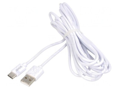 Cablu USB 2.0 USB A la USB C 3m Alb 480Mbps 2A foto