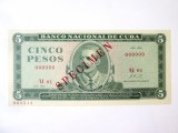 Rara! Cuba 5 Pesos 1972 Specimen UNC la cel mai mic pret