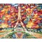 Tablou Paris pictat manual, Turnul Eiffel, stilizat, 70x50cm ulei pe panza in cutit efect 3D, gata de expus pe perete
