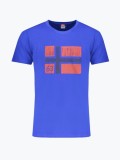 Cumpara ieftin Tricou barbati cu decolteu la baza gatului si imprimeu cu logo, Albastru inchis, M