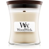 Woodwick Linen lum&acirc;nare parfumată cu fitil din lemn 85 g