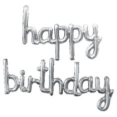 Set Baloane din Folie Metalizată, Cyrax, Model Happy Birthday, 45x85 cm, 45x124cm, Baloane Party, Ambalaj Individual, Pai inclus, Umflare cu Aer sau H