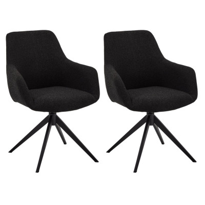 Set of 2 Black Dining Chairs with Armrests Helena foto