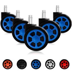 Set de 5 roti pentru scaunul de birou TIANSHU, poliuretan/metal, albastru/negru, 60 x 54 x 83 mm
