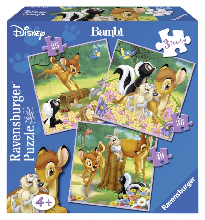 Puzzle Bambi, 3 Buc In Cutie, 25/36/49 Piese Puzzle Bambi, 3 Buc In Cutie, 25/36/49 Piese