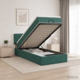 Cumpara ieftin Pat ottoman cu saltea Verde inchis 90 x 190 cm Catifea