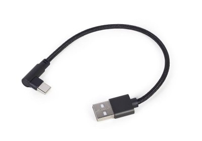 Cablu USB2.0 A mufa - USB type C mufa in unghi 0.2m negru Gembird CC-USB2-AMCML-0.2M foto