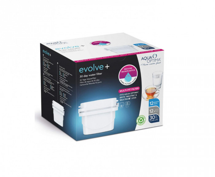 Cartus filtru de apa Aqua Optima Evolve+, compatibil cu Brita Maxtra si Maxtra+Set de 12 - RESIGILAT