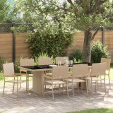 Cumpara ieftin Set de masă pentru grădină 9 pcs Bej Rattan poli