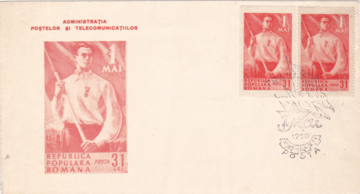 1950 Romania - FDC 1 Mai (dantelat + nedantelat), LP 264 &amp; LP 264 a