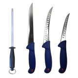 Cumpara ieftin Set profesional de macelarie, dezosat, injunghiat, transat, filetat, masat pentru ascutit, 3 cutite otel carbon