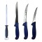 Set profesional de macelarie, dezosat, injunghiat, transat, filetat, masat pentru ascutit, 3 cutite otel carbon