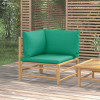 Canapea de colt pentru gradina, perne verzi, bambus GartenMobel Dekor, vidaXL