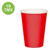 Pahare de carton rosii, 270 ml, Set 10 bucati, CMCLASS