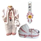 Set hainute botez, trusou si lumanare personalizata, decor traditional,